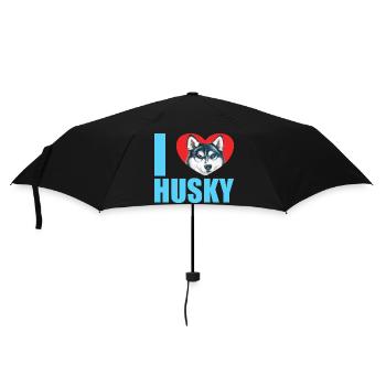 Husky Glitzer Hundehalter Hundehaare - Regenschirm (klein) - Schwarz - Vorne