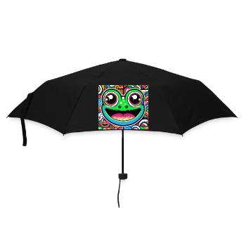 Frosch Pop Art - Regenschirm (klein) - Schwarz - Vorne