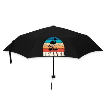 Coucher de soleil vintage de voyage à l’ombre d’un flamant rose - Parapluie standard - noir - Devant