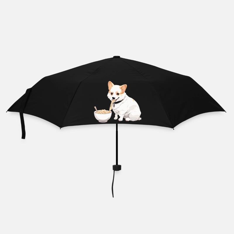 Corgi Eating Ramen #1 - Umbrella (small) - black