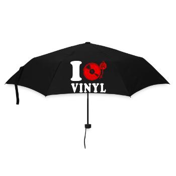 Ich liebe Vinyl Disco Herz Lustig Witzig - Regenschirm (klein) - Schwarz - Vorne