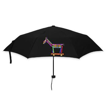 Pferd Pferde Pony Kind Kinder Weihnachtsgeschenk - Regenschirm (klein) - Schwarz - Vorne