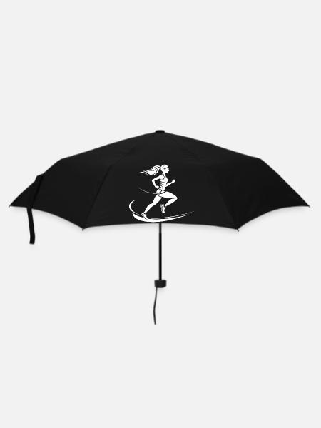 Läuferin Zeichnung - Regenschirm (klein) - Schwarz