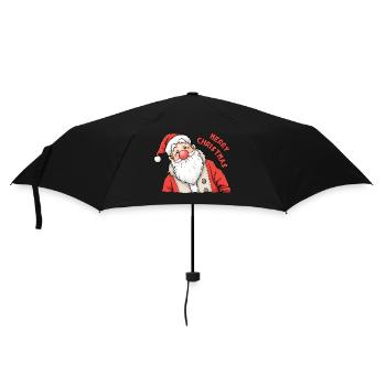 Funny Santa Claus Red Nose Merry Christmas - Umbrella (small) - black - Front