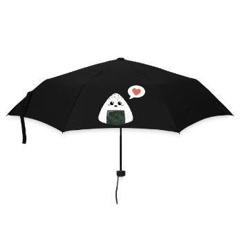 Kawaii Onigiri mit Herz - Regenschirm (klein) - Schwarz - Vorne