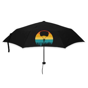 Parachutiste silhouette forêt rétro - Parapluie standard - noir - Devant