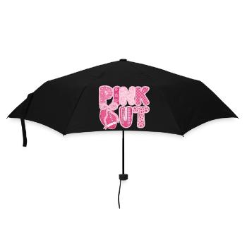 Pink Out Brustkrebs Fußball - Regenschirm (klein) - Schwarz - Vorne