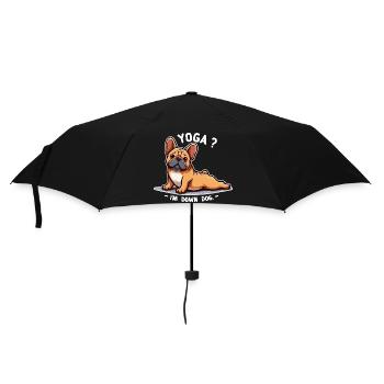 Dog Yoga Bulldog Pose - Umbrella (small) - black - Front
