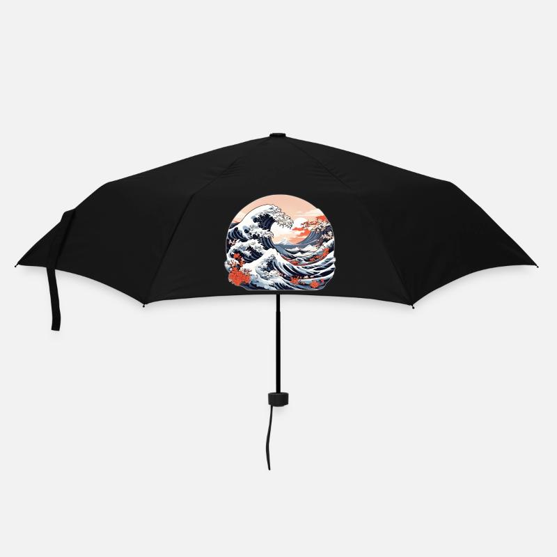 Große Welle von Kanagawa - Regenschirm (klein) - Schwarz