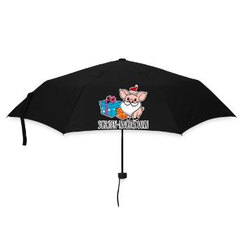 Fröhliche Weihnachten mit dem Schwein-Nachtsmann! - Regenschirm (klein) - Schwarz - Vorne