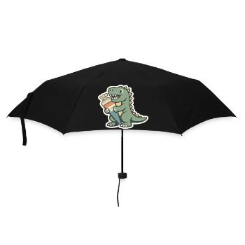 Dino Einschulung Personalisierbar Name Schule - Regenschirm (klein) - Schwarz - Vorne