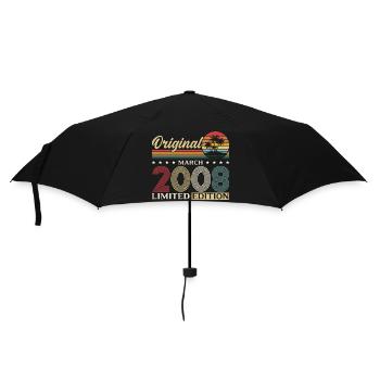 18th Birthday Gift Husband Wife March 2008 - Umbrella (small) - black - Front