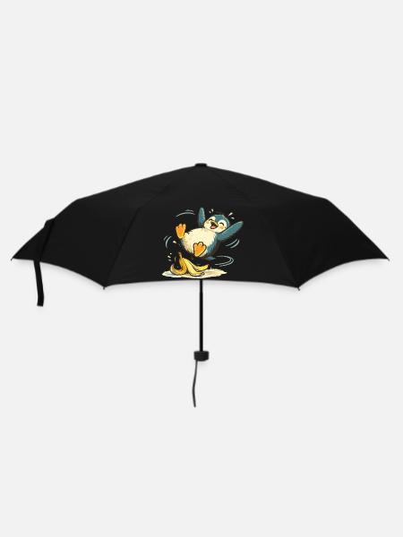 Pinguin Springende Banane - Regenschirm (klein) - Schwarz