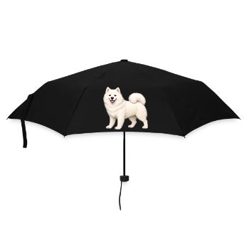 Weißer, pelziger Samojeden - Regenschirm (klein) - Schwarz - Vorne
