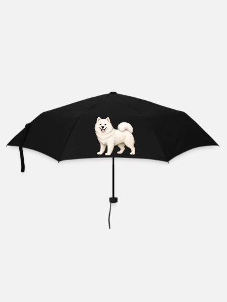 Weißer, pelziger Samojeden - Regenschirm (klein) - Schwarz