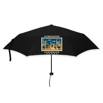 Usbekistan Samarqand Vintage Reisemarke - Regenschirm (klein) - Schwarz - Vorne