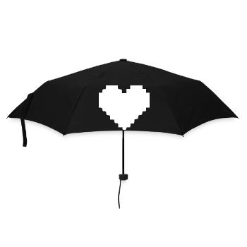 Weißes Herz weiß Pixelherz Geschenk  - Regenschirm (klein) - Schwarz - Vorne