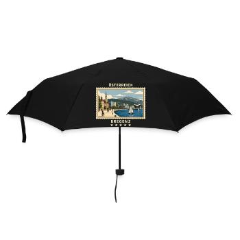Österreich Bregenz Vintage Reisemarke - Regenschirm (klein) - Schwarz - Vorne