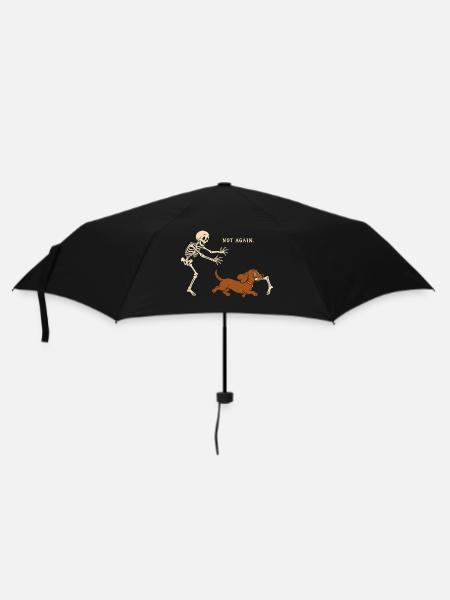 Halloween - Lustiges Skelett Hund Motiv - Regenschirm (klein) - Schwarz