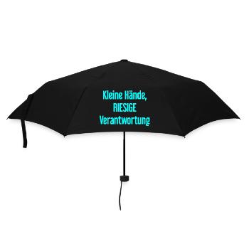 Kleine Hände, riesige Verantwortung Eltern-Spruch - Regenschirm (klein) - Schwarz - Vorne