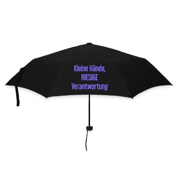 Kleine Hände, riesige Verantwortung Eltern-Spruch - Regenschirm (klein) - Schwarz - Vorne