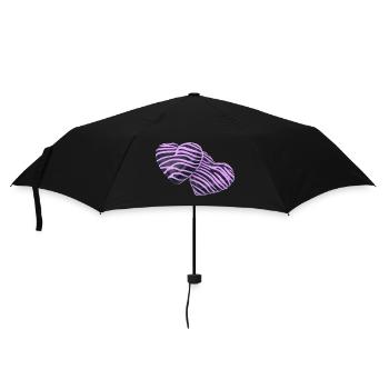 Pink Hearts on Black - Umbrella (small) - black - Front