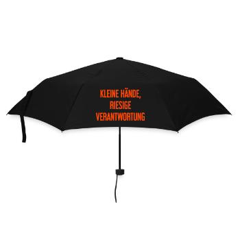 Kleine Hände, riesige Verantwortung Eltern-Spruch - Regenschirm (klein) - Schwarz - Vorne