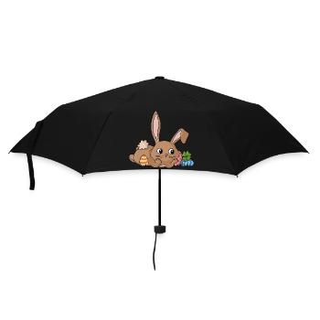 Träumender Comic Osterhase - Regenschirm (klein) - Schwarz - Vorne