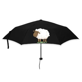 Weißes Schaf – niedliche Illustration für Kinder - Regenschirm (klein) - Schwarz - Vorne