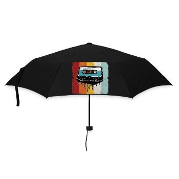 Retro cassette melting - Umbrella (small) - black - Front