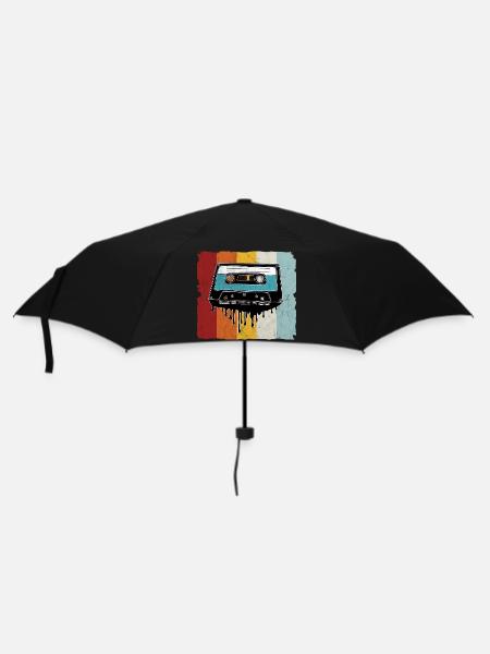 Retro Kassette schmelzend - Regenschirm (klein) - Schwarz