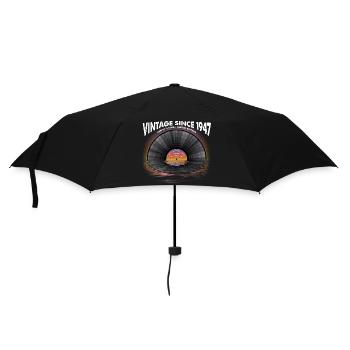 Vintage seit 1947 Retro Disco Music Vintage - Regenschirm (klein) - Schwarz - Vorne