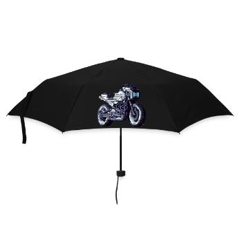 Die Motorradsaison hat längst begonnen in 8 Bit - Regenschirm (klein) - Schwarz - Vorne