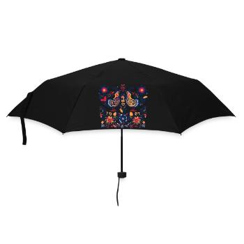Vintage-Vögel - Regenschirm (klein) - Schwarz - Vorne