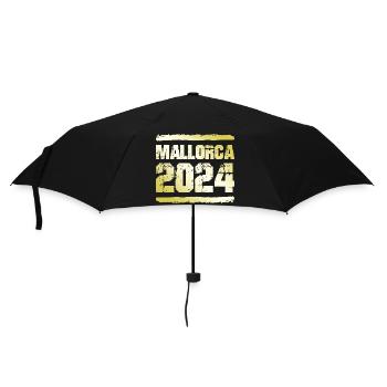 Mallorca 2024 Gold - Regenschirm (klein) - Schwarz - Vorne
