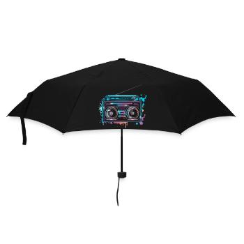 Cassette recorder in 80s neon graffiti look - Umbrella (small) - black - Front
