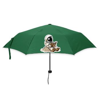 Astronaute confortablement installé sur une planète et en train de lire - Parapluie standard - vert bouteille - Devant
