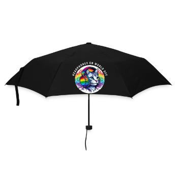 Gay Pride. Kopfhörer an Welt aus - Regenschirm (klein) - Schwarz - Vorne