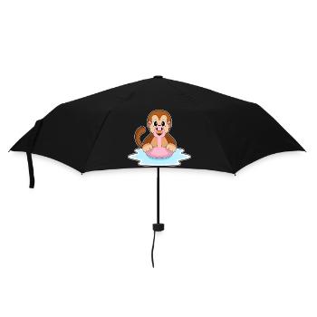 Affe Flamingo - Regenschirm (klein) - Schwarz - Vorne
