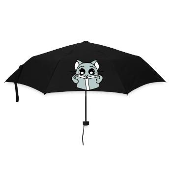 Nerd Katze Liest Roman Buch Schule Lesen Lernen - Regenschirm (klein) - Schwarz - Vorne