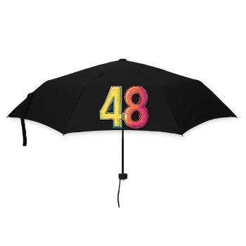 48 Zahl Comic - Regenschirm (klein) - Schwarz - Vorne