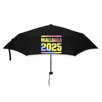 Mallorca 2025 Bunt - Regenschirm (klein) - Schwarz - Vorne