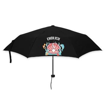 Seashell Birthday Motif Finally 5 Years Girl - Umbrella (small) - black - Front