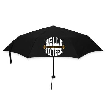 Hello Sixteen Vintage Birthday Tee - Umbrella (small) - black - Front