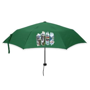 Voyage de vacances en Norvège – Motif fjord et nature sauvage - Parapluie standard - vert bouteille - Devant