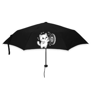 Kawaii Cat Darts Player - Umbrella (small) - black - Front