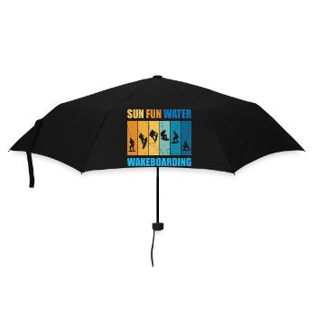 Sonne, Spass, Wasser, Wakeboarden - Regenschirm (klein) - Schwarz - Vorne
