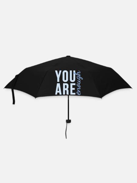You Are Enough Schriftzug in sanftem blau - Regenschirm (klein) - Schwarz