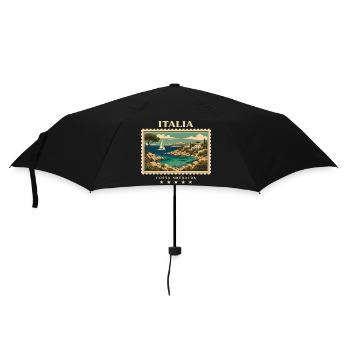 Italien Vintage Reisemarke - Regenschirm (klein) - Schwarz - Vorne