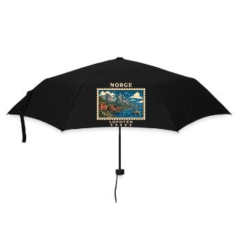 Norwegen Lofoten Vintage Reisemarke - Regenschirm (klein) - Schwarz - Vorne